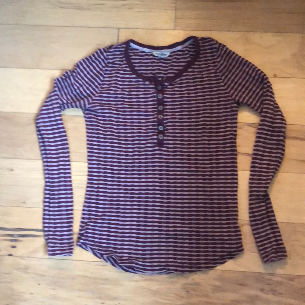 Lucky pink and maroon stripe Henley size large